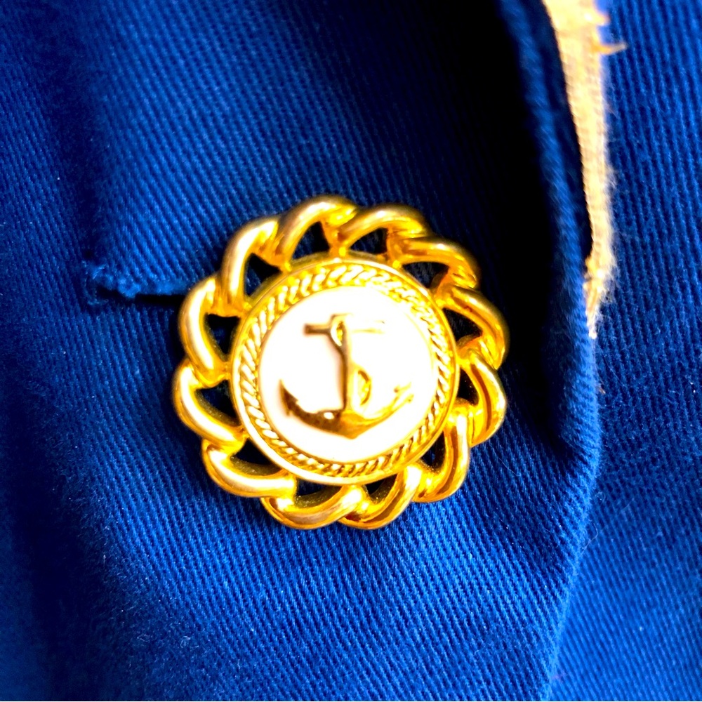 PETITE FOCUS Vintage Nautical Romperjacket combo Blue gold white 6P - Picture 6 of 16